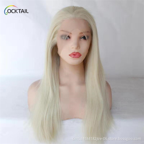 short blonde synthetic full lace wig, free part hand tied afro african american full lace synthetic wig with baby hair
